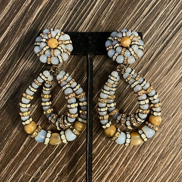 Double Helix crystal earrings. Clip one’s make a statem - Picture 1 of 5